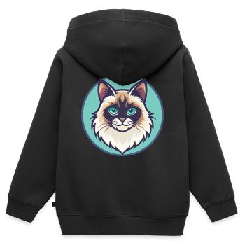 Neva Masquerade Cat Breed Cartoon Kawaii Animal - Kids Premium Organic Zip-up Hoodie - black - Back - AI Model Kid Male (0cm)