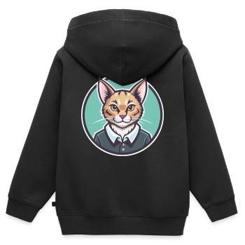 Brume australienne Chat Race Dessin animé Kawaii Animal - Sweat Premium à capuche zippé enfant bio - noir - Dos - AI Model Kid Male (0cm)