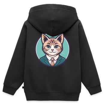 Chantilly Tiffany Katzenrasse Karikatur Kawaii Tier - Kinder Premium Organic Zip Hoodie - Schwarz - Hinten - AI Model Kid Male (0cm)