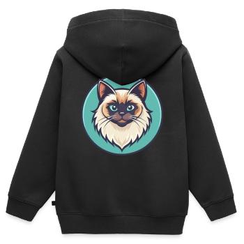 Himalaya-Katzenrasse Karikatur Kawaii Tier Haustier - Kinder Premium Organic Zip Hoodie - Schwarz - Hinten - AI Model Kid Male (0cm)