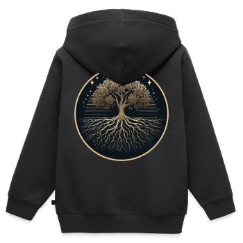 Tree Silhouette Roots - Kids Premium Organic Zip-up Hoodie - black - Back - AI Model Kid Male (0cm)