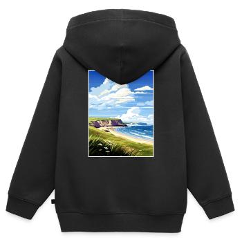 Péninsule de Gower Aonb Affiche de voyage Souvenir WPA - Sweat Premium à capuche zippé enfant bio - noir - Dos - AI Model Kid Male (0cm)