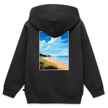 Péninsule de Gower Aonb Affiche de voyage Souvenir WPA - Sweat Premium à capuche zippé enfant bio - noir - Dos - AI Model Kid Male (0cm)