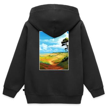 Suffolk Coast Heaths Travel Poster Souvenir WPA - Kids Premium Organic Zip-up Hoodie - black - Back - AI Model Kid Male (0cm)