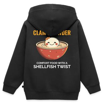 Clam Chowder Shellfish Hilarious Seafood Soup - Kids Premium Organic Zip-up Hoodie - black - Back - AI Model Kid Male (0cm)