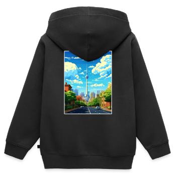 Johannesburg Südafrika Reiseposter Souvenir - Kinder Premium Organic Zip Hoodie - Schwarz - Hinten - AI Model Kid Male (0cm)