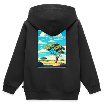 Krüger Nationalpark Südafrika Reiseposter - Kinder Premium Organic Zip Hoodie - Schwarz - Hinten - AI Model Kid Male (0cm)