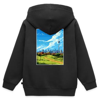 Johannesburg Südafrika Reiseposter Souvenir - Kinder Premium Organic Zip Hoodie - Schwarz - Hinten - AI Model Kid Male (0cm)