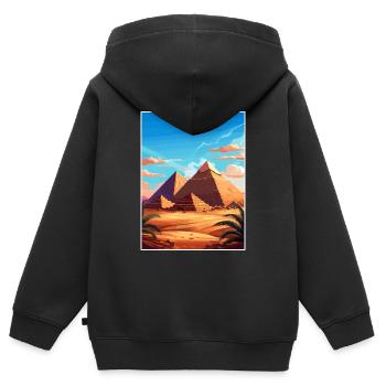 Cairo Egypt Great Pyramids Of Giza Travel Poster - Kids Premium Organic Zip-up Hoodie - black - Back - AI Model Kid Male (0cm)