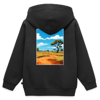 Krüger Nationalpark Südafrika Reiseposter - Kinder Premium Organic Zip Hoodie - Schwarz - Hinten - AI Model Kid Male (0cm)
