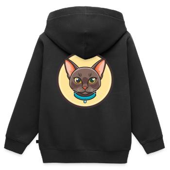 Bombay Chat Race Dessin animé Kawaii Animal Pet - Sweat Premium à capuche zippé enfant bio - noir - Dos - AI Model Kid Male (0cm)
