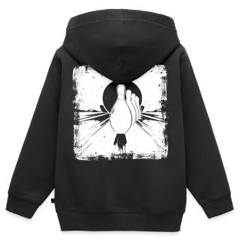 Bowling Pins - Kinder Premium Organic Zip Hoodie - Schwarz - Hinten - AI Model Kid Male (0cm)