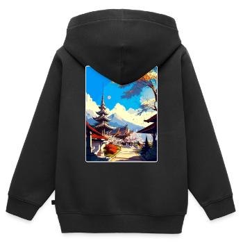 Chiang Mai Thailand Vintage Reise Poster Souvenir - Kinder Premium Organic Zip Hoodie - Schwarz - Hinten - AI Model Kid Male (0cm)