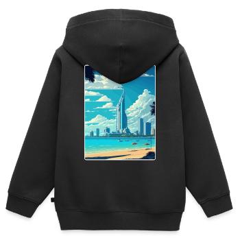 Pattaya Thailand Thai Reise Poster Souvenir WPA - Kinder Premium Organic Zip Hoodie - Schwarz - Hinten - AI Model Kid Male (0cm)