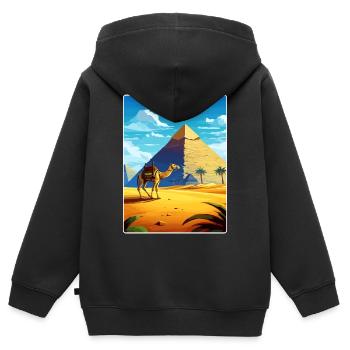 Kairo Ägypten Große Pyramiden Von Gizeh Reiseposter - Kinder Premium Organic Zip Hoodie - Schwarz - Hinten - AI Model Kid Male (0cm)