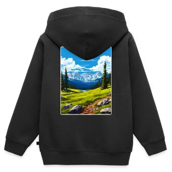 Rocky Mountain Nationalpark Colorado Travel Card - Kinder Premium Organic Zip Hoodie - Schwarz - Hinten - AI Model Kid Male (0cm)