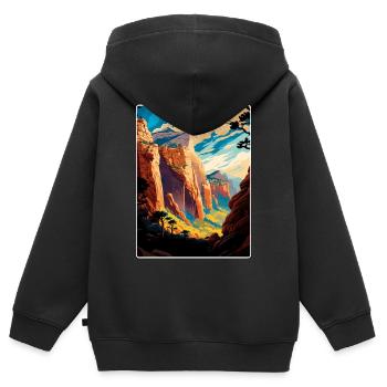 Parc national de Zion Angels Landing Arizona Travel - Sweat Premium à capuche zippé enfant bio - noir - Dos - AI Model Kid Male (0cm)