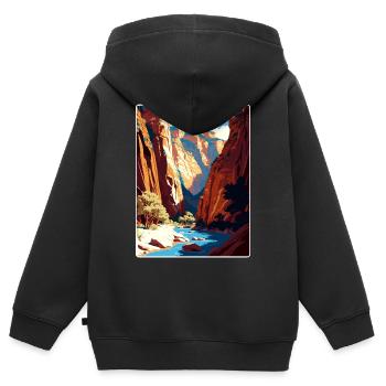 Carte de voyage du parc national de Zion The Narrows Arizona - Sweat Premium à capuche zippé enfant bio - noir - Dos - AI Model Kid Male (0cm)