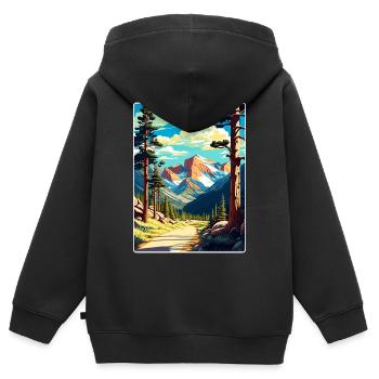 Rocky Mountain Nationalpark Colorado Travel Card - Kinder Premium Organic Zip Hoodie - Schwarz - Hinten - AI Model Kid Male (0cm)