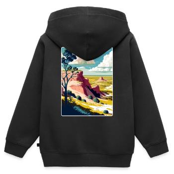 Theodore Roosevelt Nationalpark Reiseposter WPA - Kinder Premium Organic Zip Hoodie - Schwarz - Hinten - AI Model Kid Male (0cm)