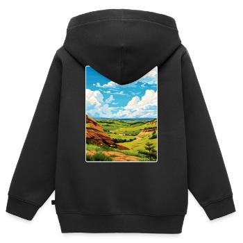 Theodore Roosevelt Nationalpark Reiseposter WPA - Kinder Premium Organic Zip Hoodie - Schwarz - Hinten - AI Model Kid Male (0cm)