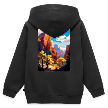 Parc national de Zion Arizona Affiche de voyage souvenir - Sweat Premium à capuche zippé enfant bio - noir - Dos - AI Model Kid Male (0cm)