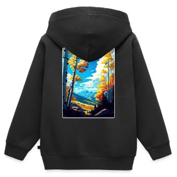Aspen Ski Resort Colorado Affiche de voyage souvenir - Sweat Premium à capuche zippé enfant bio - noir - Dos - AI Model Kid Male (0cm)
