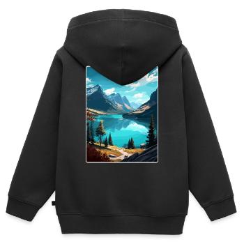 Gletscher-Nationalpark Reiseposter Souvenir WPA - Kinder Premium Organic Zip Hoodie - Schwarz - Hinten - AI Model Kid Male (0cm)