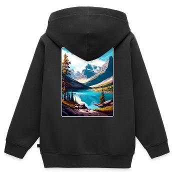 Gletscher-Nationalpark Reiseposter Souvenir WPA - Kinder Premium Organic Zip Hoodie - Schwarz - Hinten - AI Model Kid Male (0cm)