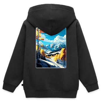 Aspen Ski Resort Colorado Affiche de voyage souvenir - Sweat Premium à capuche zippé enfant bio - noir - Dos - AI Model Kid Male (0cm)