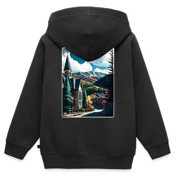 Vail Ski Resort Colorado Reiseposter Souvenir - Kinder Premium Organic Zip Hoodie - Schwarz - Hinten - AI Model Kid Male (0cm)