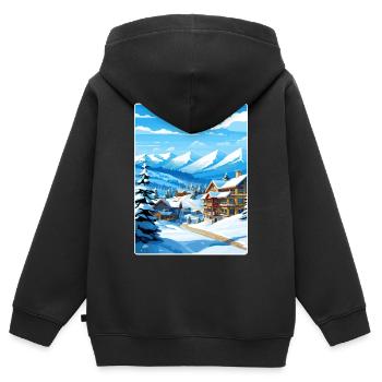 Vail Ski Resort Skifahren Reise Poster Souvenir WPA - Kinder Premium Organic Zip Hoodie - Schwarz - Hinten - AI Model Kid Male (0cm)