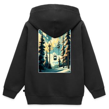 Vail Ski Resort Skifahren Reise Poster Souvenir WPA - Kinder Premium Organic Zip Hoodie - Schwarz - Hinten - AI Model Kid Male (0cm)