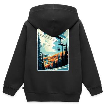 Vail Ski Resort Skifahren Reise Poster Souvenir WPA - Kinder Premium Organic Zip Hoodie - Schwarz - Hinten - AI Model Kid Male (0cm)