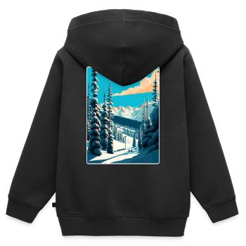 Vail Ski Resort Skifahren Reise Poster Souvenir WPA - Kinder Premium Organic Zip Hoodie - Schwarz - Hinten - AI Model Kid Male (0cm)