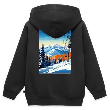 Aspen Ski Ski Voyage Affiche Peinture Souvenir WPA - Sweat Premium à capuche zippé enfant bio - noir - Dos - AI Model Kid Male (0cm)