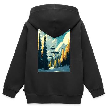 Aspen Ski Ski Voyage Affiche Peinture Souvenir WPA - Sweat Premium à capuche zippé enfant bio - noir - Dos - AI Model Kid Male (0cm)