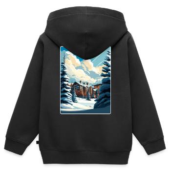 Beaver Creek Ski Reise Poster Souvenir Farbe WPA - Kinder Premium Organic Zip Hoodie - Schwarz - Hinten - AI Model Kid Male (0cm)