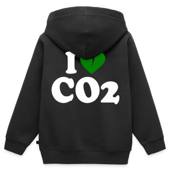 I love co2 - Sweat Premium à capuche zippé enfant bio - noir - Dos - AI Model Kid Male (0cm)