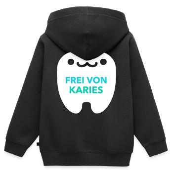 FREI VON KARIES - Kinder Premium Organic Zip Hoodie - Schwarz - Hinten - AI Model Kid Male (0cm)