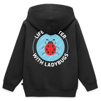 Marienkäfer Insektensammler Entomologie - Kinder Premium Organic Zip Hoodie - Schwarz - Hinten - AI Model Kid Male (0cm)