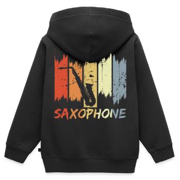 Vintage Saxophonist - Kinder Premium Organic Zip Hoodie - Schwarz - Hinten - AI Model Kid Male (0cm)