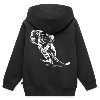Eishockeyspieler Zeichnung - Kinder Premium Organic Zip Hoodie - Schwarz - Hinten - AI Model Kid Male (0cm)