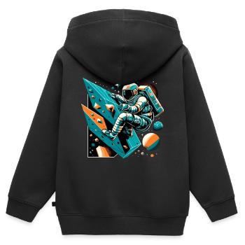 Bouldern Astronaut Geschenk - Kinder Premium Organic Zip Hoodie - Schwarz - Hinten - AI Model Kid Male (0cm)