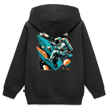 Bouldern Astronaut Raumfahrer Geschenk - Kinder Premium Organic Zip Hoodie - Schwarz - Hinten - AI Model Kid Male (0cm)