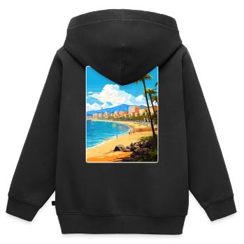 Playa de las Americas Spanien Reiseposter Souvenir - Kinder Premium Organic Zip Hoodie - Schwarz - Hinten - AI Model Kid Male (0cm)