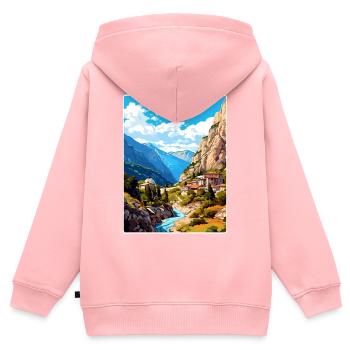 Samaria Schlucht Reise Poster Souvenir Malerei WPA - Kinder Premium Organic Zip Hoodie - Rosa - Hinten - AI Model Kid Female (0cm)