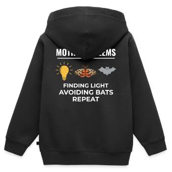 Motte nachtaktives Tier Insektensammler Entomologie - Kinder Premium Organic Zip Hoodie - Schwarz - Hinten - AI Model Kid Male (0cm)