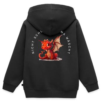 Nicht schlimm, Mama wäscht (Drache) - Kinder Premium Organic Zip Hoodie - Schwarz - Hinten - AI Model Kid Male (0cm)