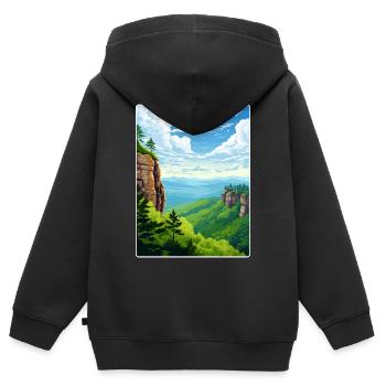 Montagnes de grès de l’Elbe Allemagne Affiche de voyage WPA - Sweat Premium à capuche zippé enfant bio - noir - Dos - AI Model Kid Male (0cm)